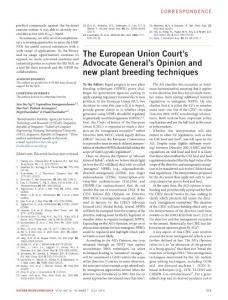 nbt.4174-The European Union Court´s Advocate General´s Opinion and new plant breeding techniques