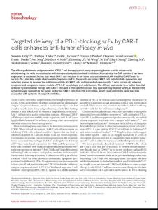 nbt.4195-Targeted delivery of a PD-1-blocking scFv by CAR-T cells enhances anti-tumor efficacy in vivo