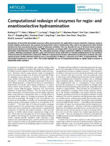 nchembio.2018-Computational redesign of enzymes for regio- and enantioselective hydroamination