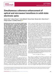 nmat.2018-Simultaneous coherence enhancement of optical and microwave transitions in solid-state electronic spins
