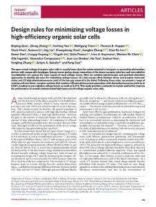 nmat.2018-Design rules for minimizing voltage losses in high-efficiency organic solar cells