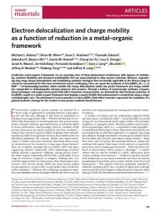 nmat.2018-Electron delocalization and charge mobility as a function of reduction in a metal–organic framework