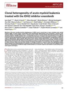 nm.2018-Clonal heterogeneity of acute myeloid leukemia treated with the IDH2 inhibitor enasidenib