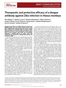 nm.2018-Therapeutic and protective efficacy of a dengue antibody against Zika infection in rhesus monkeys