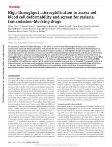 nprot.2018.035-High-throughput microsphiltration to assess red blood cell deformability and screen for malaria transmission–blocking drugs