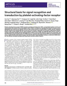 nsmb.2018-Structural basis for signal recognition and transduction by platelet-activating-factor receptor