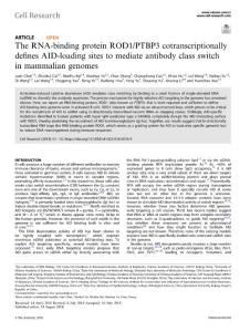 cr.2018-The RNA-binding protein ROD1-PTBP3 cotranscriptionally defines AID-loading sites to mediate antibody class switch in mammalian genomes