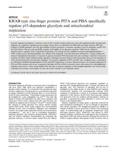 cr.2018-KRAB-type zinc-finger proteins PITA and PISA specifically regulate p53-dependent glycolysis and mitochondrial respiration