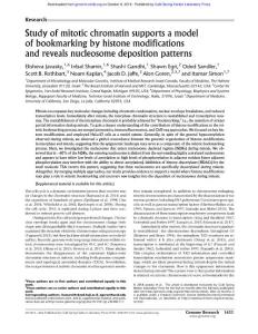 Genome Res.-2018-Javasky-1455-66-Study of mitotic chromatin supports a model of bookmarking by histone modifications and reveals nucleosome deposition patterns