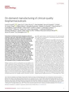nbt.4262-On-demand manufacturing of clinical-quality biopharmaceuticals