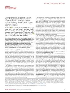 nbt.4236-Comprehensive identification of peptides in tandem mass spectra using an efficient open search engine