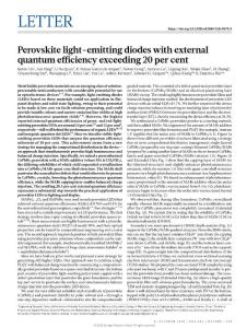 nature.2018-Perovskite light-emitting diodes with external quantum efficiency exceeding 20 per cent
