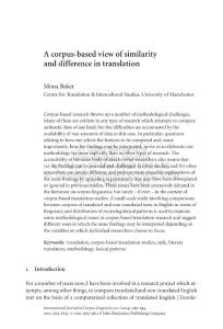 A corpus-based view of similarity and difference in translation