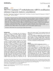 cr.2018-METTL3-mediated N6-methyladenosine mRNA modification enhances long-term memory consolidation