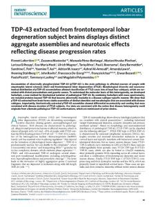 nn.2019-TDP-43 extracted from frontotemporal lobar degeneration subject brains displays distinct aggregate assemblies and neurotoxic effects reflecting disease progression rates