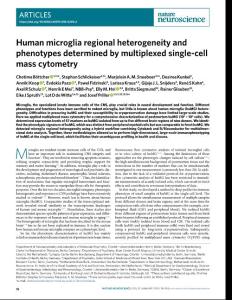 nn.2019-Human microglia regional heterogeneity and phenotypes determined by multiplexed single-cell mass cytometry