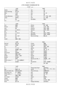 小学三年级英语词汇表