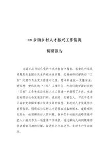 xx乡镇乡村人才振兴工作情况调研报告