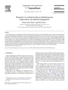 Properties of chimeric glucose dehydrogenase improved by site directed mutagenesis