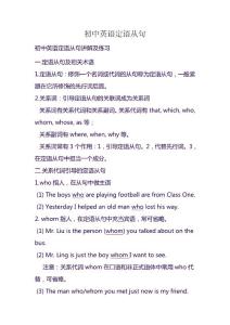 初中英语定语从句