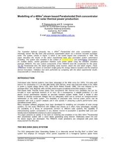 (Australia)    Modelling of a 400m2 steam based Paraboloidal Dish concentrator, 2003, 7 pages_GAOQS