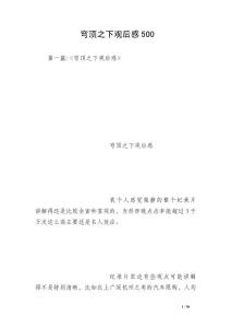 穹頂之下觀后感500