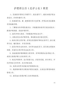 护理部主任（总护士长）职责