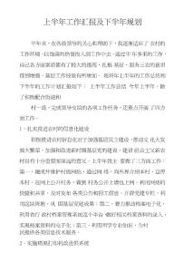 上半年工作匯報(bào)及下半年規(guī)劃