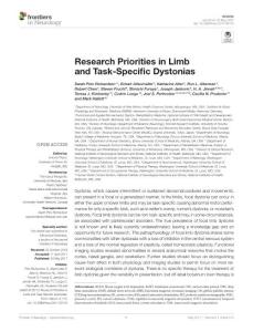 Research Priorities in Limb and Task-Specific Dystonias（四肢和特定于肌张力障碍的研究重点）