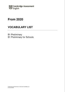2020 PET 官方词汇表-剑桥英语考试B1