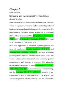 Chapter 2 Peter Newmark Semantic and Communicative Translation