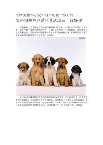 寶路狗糧-舉辦愛牙月活動獲得一致好評