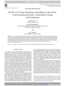 The Role of Foreign Technology and Indigenous Innovation in the Emerging Economies: Technological Change and Catching-up