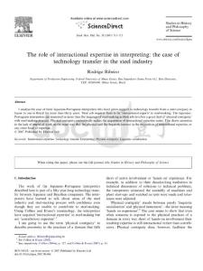 The role of interactional expertise in interpreting: the case of technology transfer in the steel industry