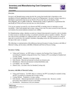 COST Inventory and MFG Cost Comparison Overview