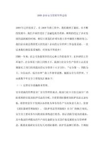 2009企业安全管理年终总结
