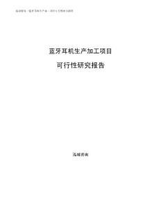 蓝牙耳机生产加工项目可行性研究报告