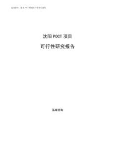 沈阳POCT项目可行性研究报告参考范文