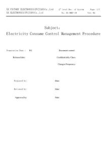 TPVFQ-SHEP-10(02) Electricity Consume Control Management Procedure