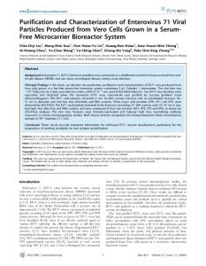 Purification and characterization of enterovirus 71 viral particles produced from vero cells grown in a serum-free microcarrier bioreactor system