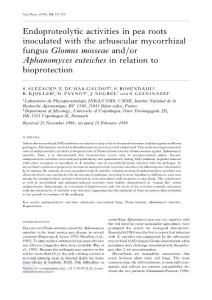 Endoproteolytic activities in pea roots inoculated with the arbuscular mycorrhizal fungus Glomus mosseae andor Aphanomyces euteiches in relation to bioprotection.