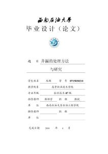 井漏的处理方法及研究