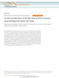 In vitro production of fertile sperm from murine spermatogonial stem cell lines