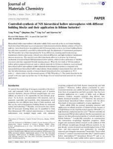 Controlled-synthesis of NiS hierarchical hollow microspheres with different building blocks and their application in lithium batteries