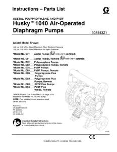 Husky1040 Air-operated Diaphragm Pumps308443Z1