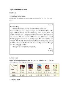 Topic 2 I feel better now