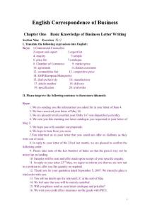 外貿(mào)英語函電教學(xué)資料及習(xí)題答桉