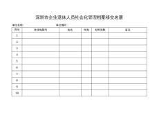 深圳市企业退休人员社会化管理档案移交名册