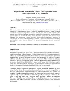 Computer and Information Ethics The Neglect of Moral Issues Associated in E-Commerce