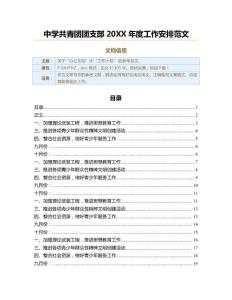 中學(xué)共青團(tuán)團(tuán)支部20XX年度工作安排范文